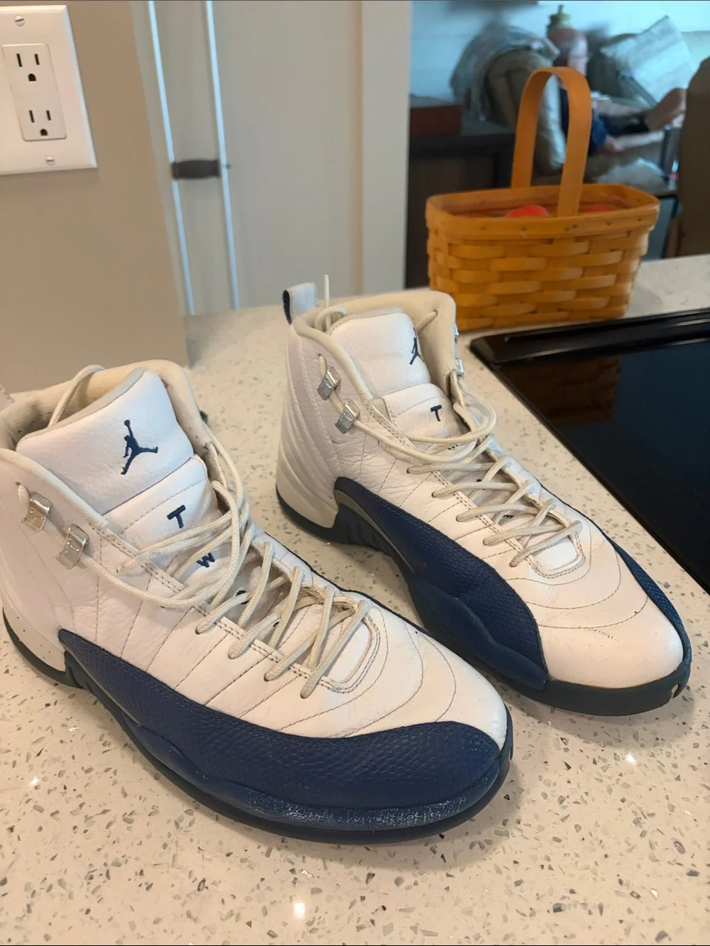 Jordan Men’s White & Navy Basketball Sneakers